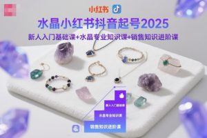 水晶小红书抖音起号2025,新人入门基础课+水晶专业知识课+销售知识进阶课-辉硕副业